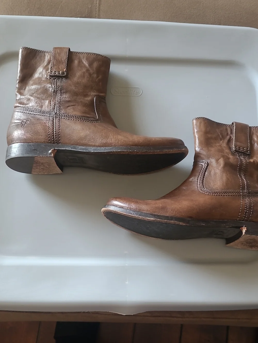 Frye Women's Anna Shortie Brown Leather Pull-On Boots Size 8